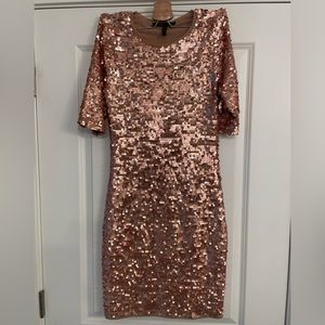 BCBG Maxazria Rose Gold Sequin Dress - Never Worn!